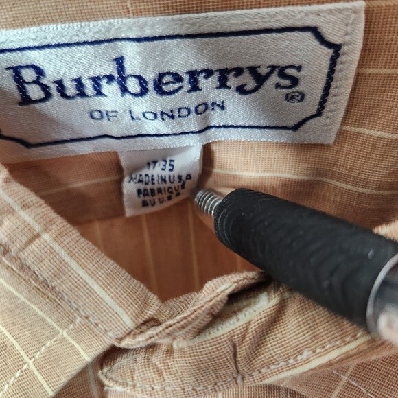 Vintage Burberrys of London Men's Striped Long Sleeve Button Down Shirt Size 17 - Picture 4 of 6